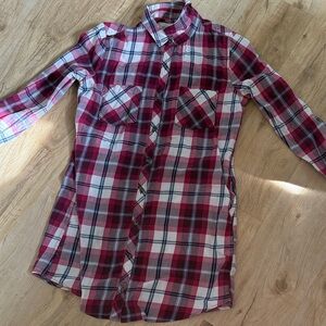 Plaid Shirt Dress in Pink and White